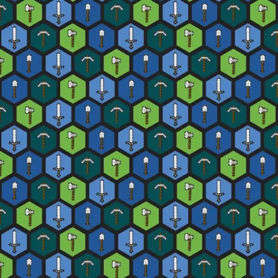 Mojang Multicolored Minecraft Tools Cotton Fabric {1}