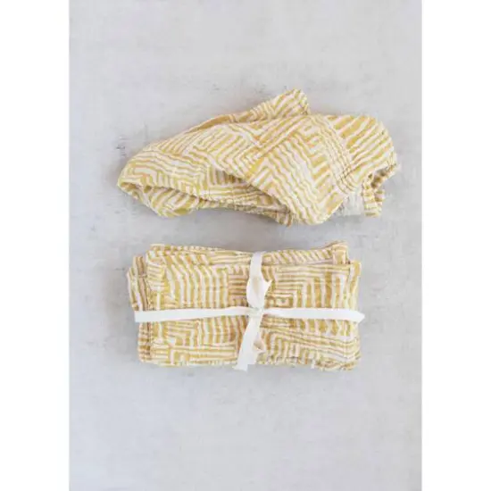 Hello Honey&reg; Yellow Kuba Cloth Print Cotton Napkins, 4ct. {3}