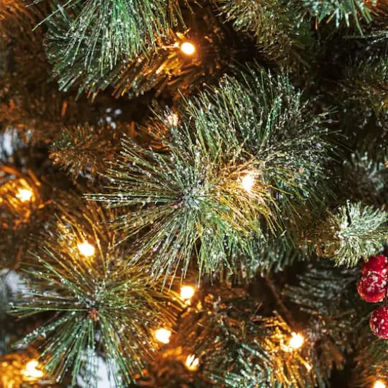 6ft. Pre-Lit Frosted Pinecones & Red Berries Artificial Christmas Porch Tree, Warm White LED Lights {6}