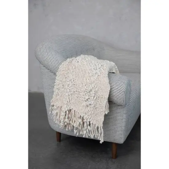Hello Honey® Natural Cable Knit Throw Blanket with Fringe {4}