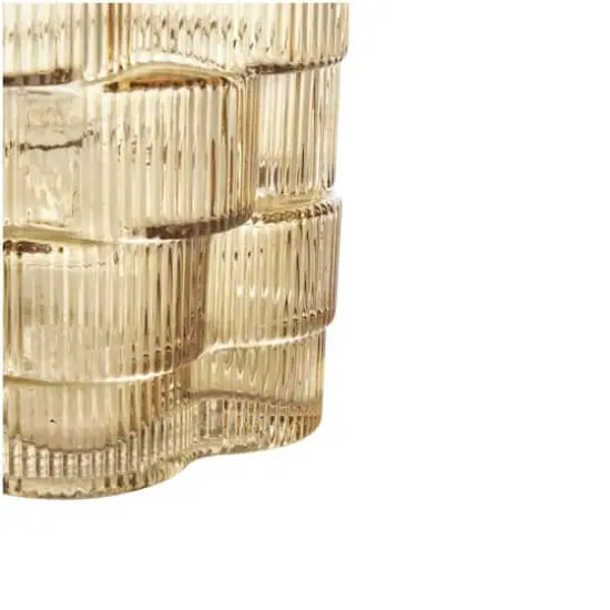 Brown Glass Ribbed Stacked Flower Vase Set {5}