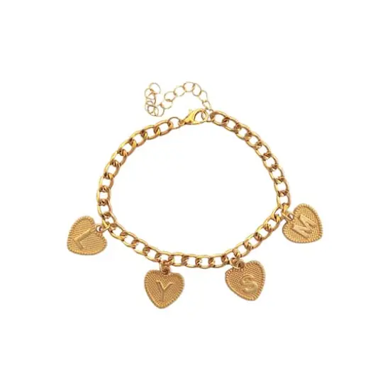 Blue Moon Studio&trade; Gold-Colored Heart Alphabet Charm Set {4}