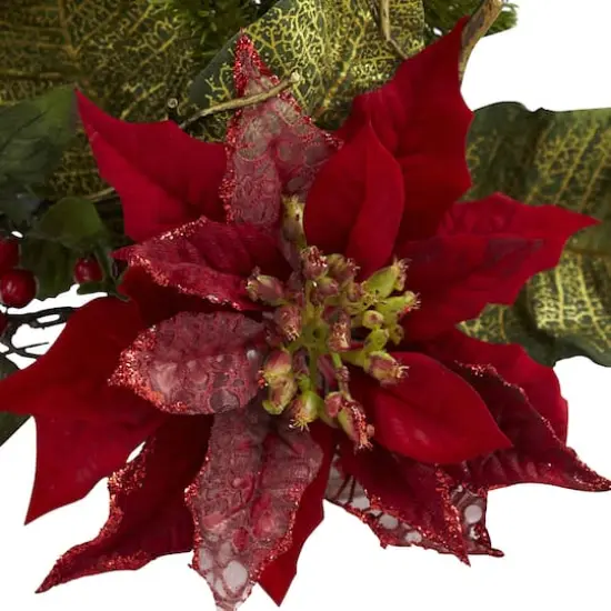 14" Poinsettia Candelabrum Artificial Arrangement {4}