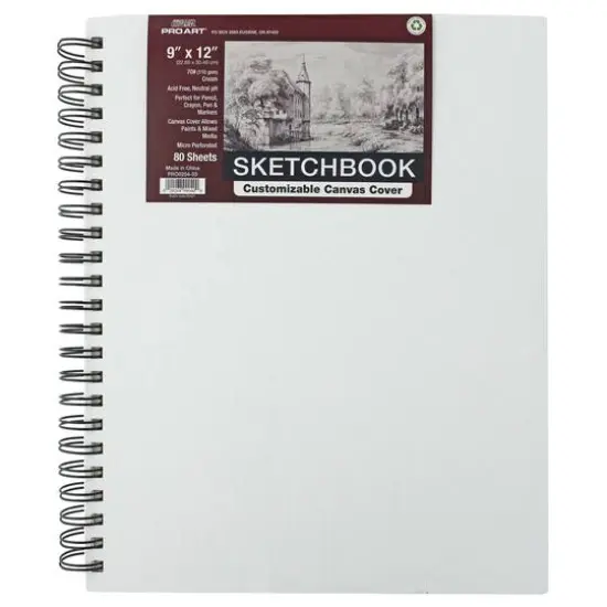 Pro Art&reg; Wire-Bound Sketchbook with Canvas Cover, 9" x 12" {1}