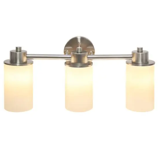 Lalia Home Essentix 3-Light White Shade Vanity Brushed Nickel {3}