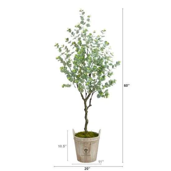 5ft. Eucalyptus Artificial Tree in Farmhouse Planter {3}