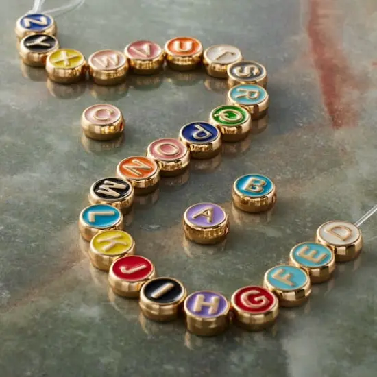 Multicolor & Gold Alphabet Disc Beads, 8mm by Bead Landing&trade; {3}