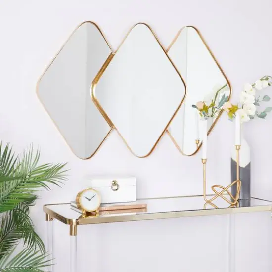 CosmoLiving by Cosmopolitan Gold Metal Contemporary Wall Mirror, 43" x 43" x 3" {7}