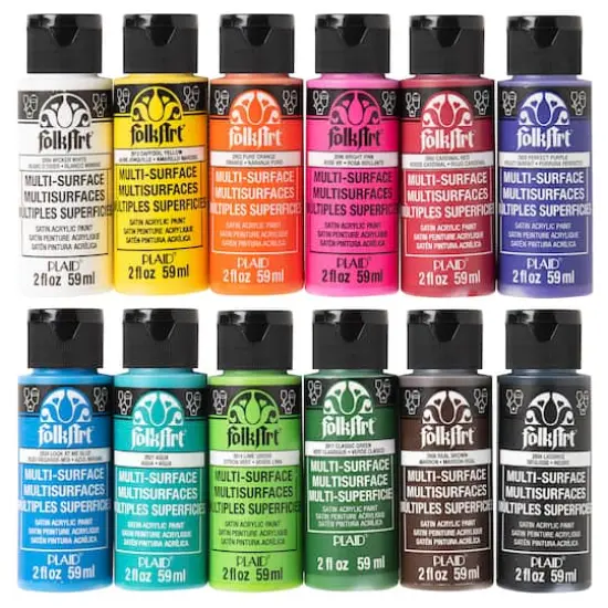 FolkArt&reg; Satin Acrylic Craft Paint 12 Color Set {1}