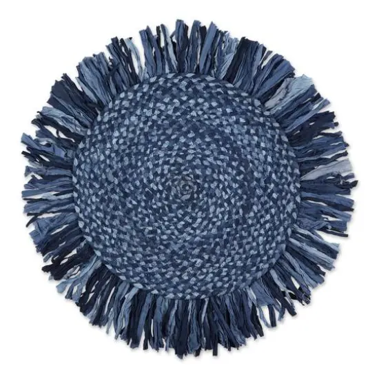 DII&reg; Round Rag Rug, 3ft. Blue {1}