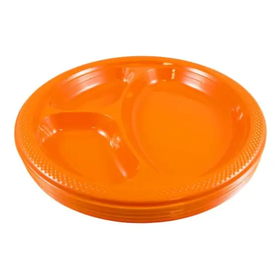 JAM Paper 10.25" Divided Plastic Party Plates, 20ct. Orange {3}