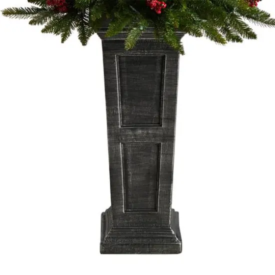 4ft. Pre-Lit Glittered Artificial Christmas Plant on Pedestal, Multicolor LED Lights {8}