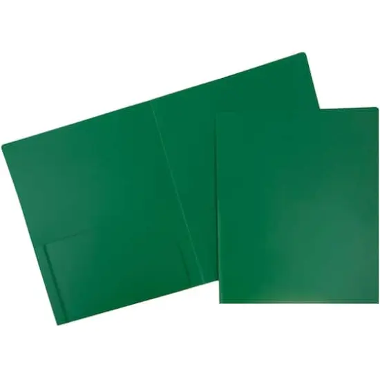 JAM Paper Heavy Duty Plastic 2-Pocket Folders, 6ct. Green {1}