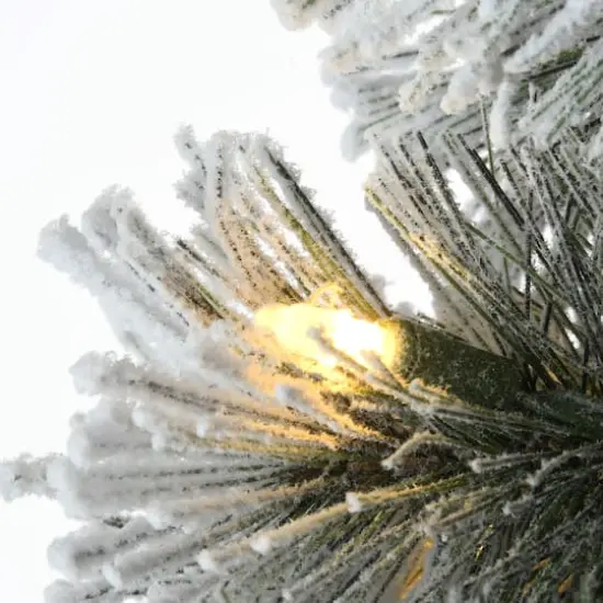 5ft. Pre-Lit Snowy Pogue Pine Entrance Artificial Christmas Tree in Red Base, Warm White LED Lights {4}