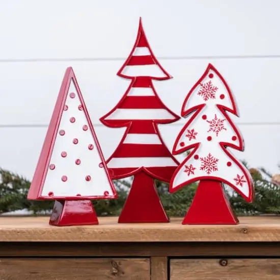 Red Whimsical Tabletop Tree Set {3}