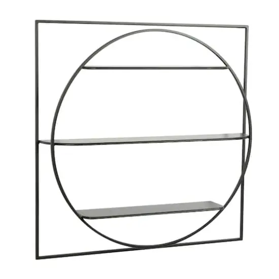 Black Metal Contemporary Wall Shelf, 32" x 32" x 5" {1}