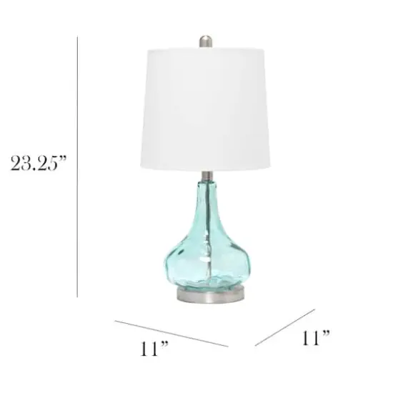 Lalia Home 23" Glass Table Lamp with White Fabric Shade Clear Blue {4}