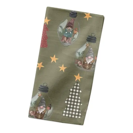 Green Tree & Globe Pattern Cotton Twill Napkin {3}