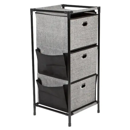 Simplify Black 3 Tier Storage Drawers With Side Pockets {4}