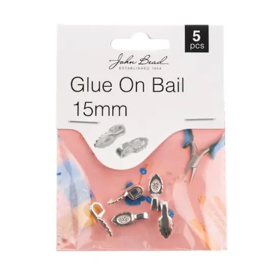 John Bead Must Have Findings 15mm Glue-On Bails, 5ct. Silver {3}