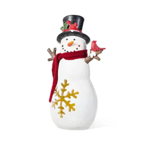Glitzhome&reg; 15" Christmas Lighted Resin Snowman Table Decor {1}