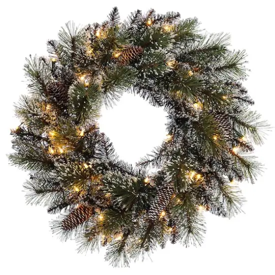 24" Pre-Lit Snowy Wreath {1}