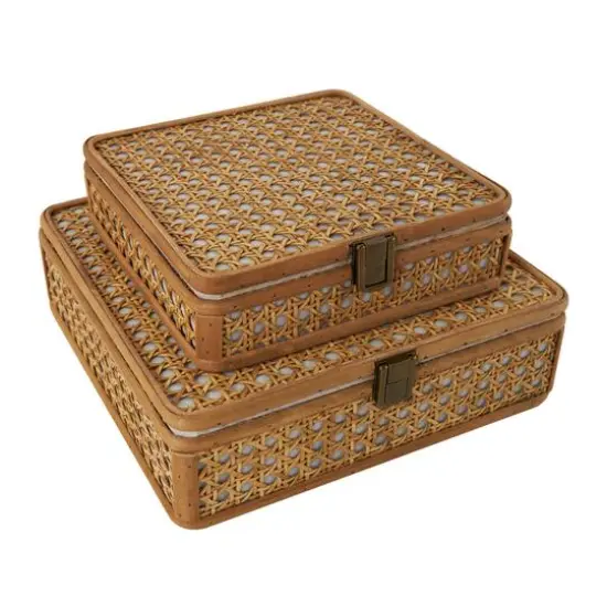 Brown Woven Rattan Box Set {4}