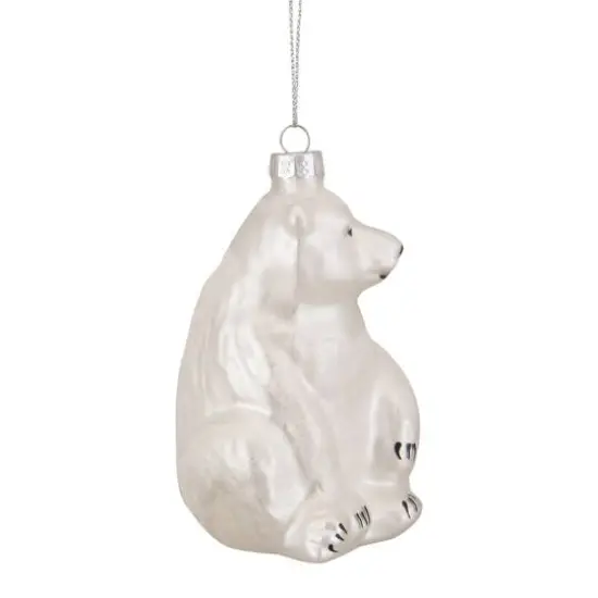 Glittered White Glass Polar Bear Ornament {5}