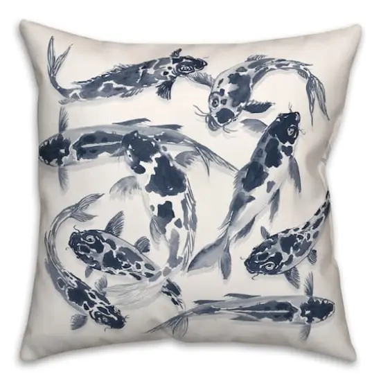 Navy Koi Throw Pillow {1}