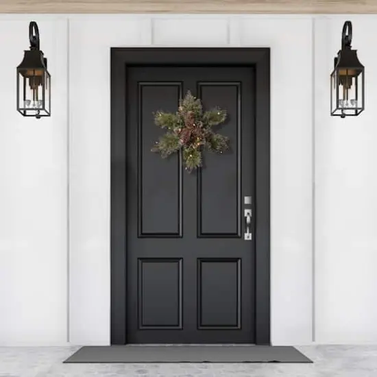 14" Glittery Bristle&reg; Pine Snowflake with Pine Cones & Warm White LED Lights {3}