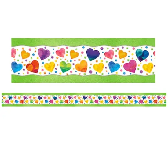 North Star Teacher Resources All Around the Board Watercolor Hearts Trimmer, 276ft. {3}
