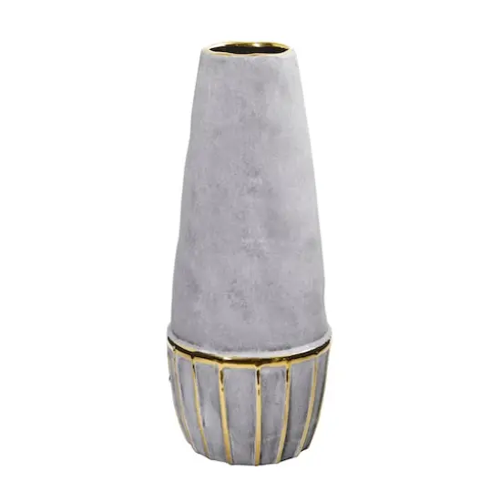 15" Regal Stone Decorative Vase with Gold Accents {1}