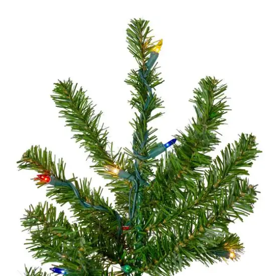 7.5ft. Pre-Lit Canadian Pine Slim Artificial Christmas Wall Tree, Multicolor Lights {4}