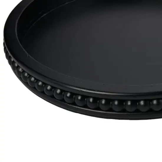 Hello Honey&reg; 16" Decorative Round Wood Tray with Hobnail Edge Black {3}