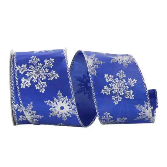 Reliant 2.5" x 10yd. Lame Snowflakes Royal Wired Ribbon {1}