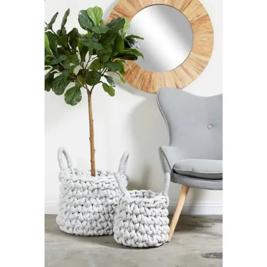 CosmoLiving by Cosmopolitan Gray Polyester Coastal Storage Basket Set {8}