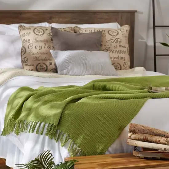 DII&reg; Antique Green Solid Ribbed Throw {9}