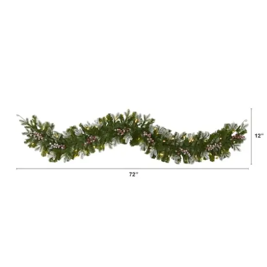 6ft. LED Snow Tipped Berries & Pine Christmas Garland {5}