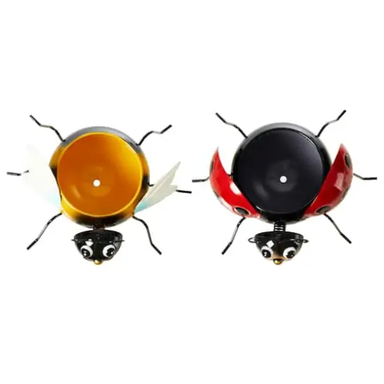 Glitzhome&reg; 10" Bee & Ladybug Metal Statue Planter Set {9}