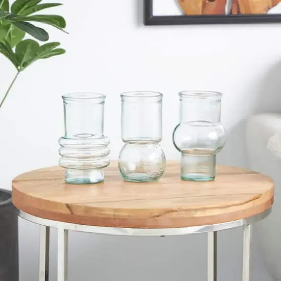 Clear Small Bubble Ribbed Recycled Glass Vase Set {3}