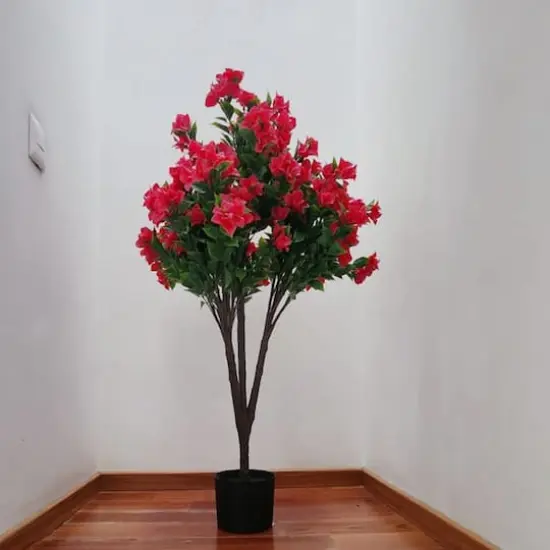 GreenSmart Dekor 4ft. Artificial Bougainvillea Plant in Black Pot  {8}