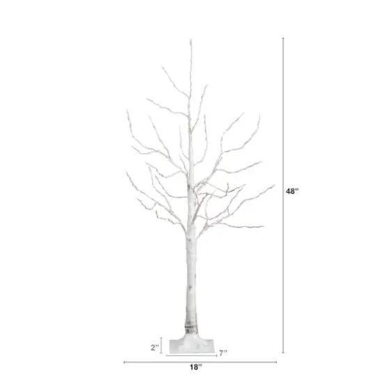 4ft. Pre-Lit White Birch Artificial Christmas Tree, Warm White LED Lights {3}
