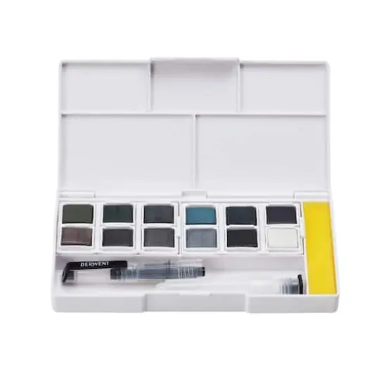 Derwent 12 Color Tinted Charcoal Paint Pan Set {3}