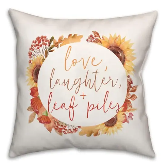 Love Laughter Leaf Piles Throw Pillow {1}