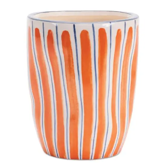 Orange Wavy Stripe Dolomite Planters Set {5}