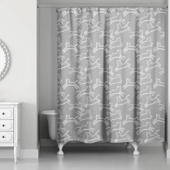 Kitty Shower Curtain Gray {3}