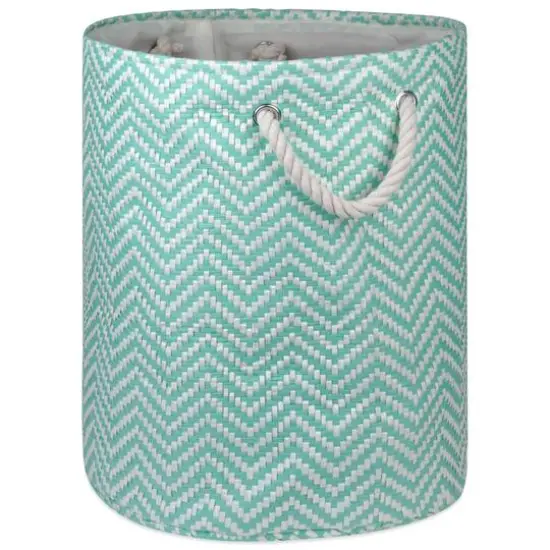 DII&reg; Medium Round Chevron Paper Bin Aqua {2}