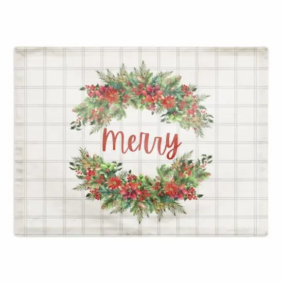 Merry Holly Wreath Cotton Twill Placemat {1}