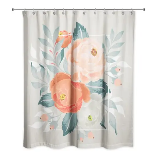 Orange Floral 71" x 74" Shower Curtain {1}