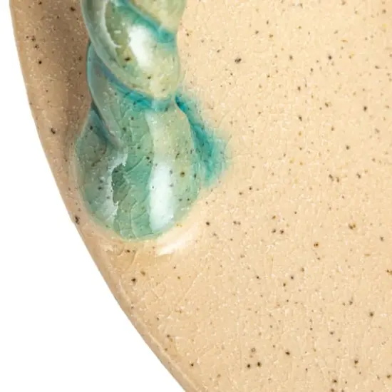 Hello Honey&reg; 19" Cream & Blue Oval Terra Cotta Platter with Braided Handles {4}